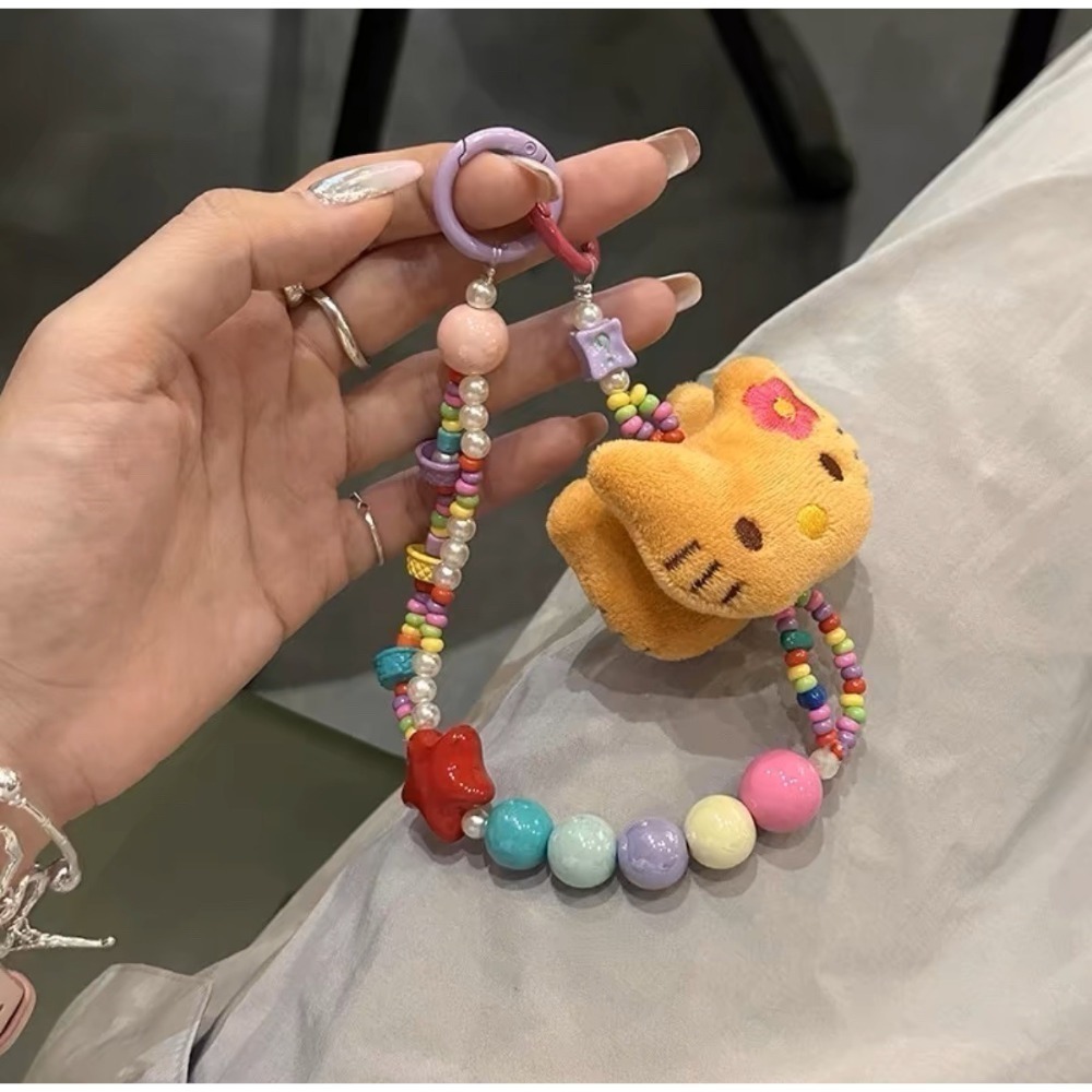 可愛卡通KT貓掛件創意kitty彩珠凱蒂貓學生情侶手機鏈掛繩鑰匙扣禮物-規格圖5