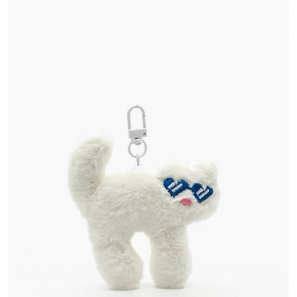 可愛搞怪墨鏡貓咪 炸毛小猫 毛絨公仔包包吊掛飾 情侶鑰匙扣女書包背包掛飾-細節圖4