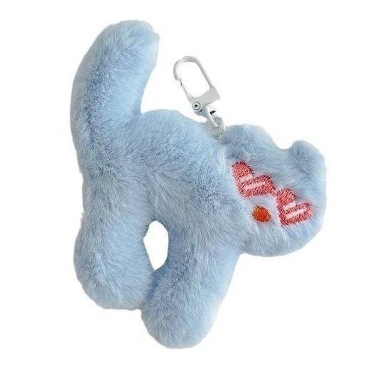 可愛搞怪墨鏡貓咪 炸毛小猫 毛絨公仔包包吊掛飾 情侶鑰匙扣女書包背包掛飾-細節圖5