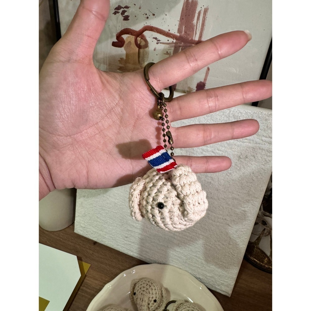 全新現貨 泰國 清邁手工針織大象頭 磁鐵/鑰匙圈吊飾款-細節圖3