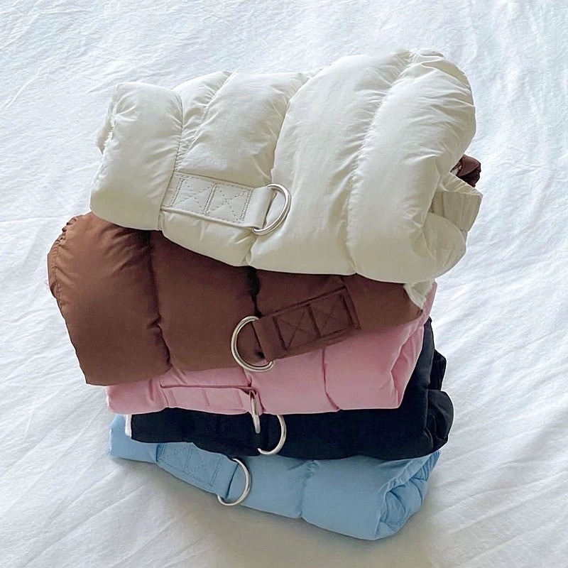 現貨 寵物貓狗羽絨衣服 秋冬棉服 可以牽引 內刷毛蓬鬆溫暖 小型犬-規格圖3