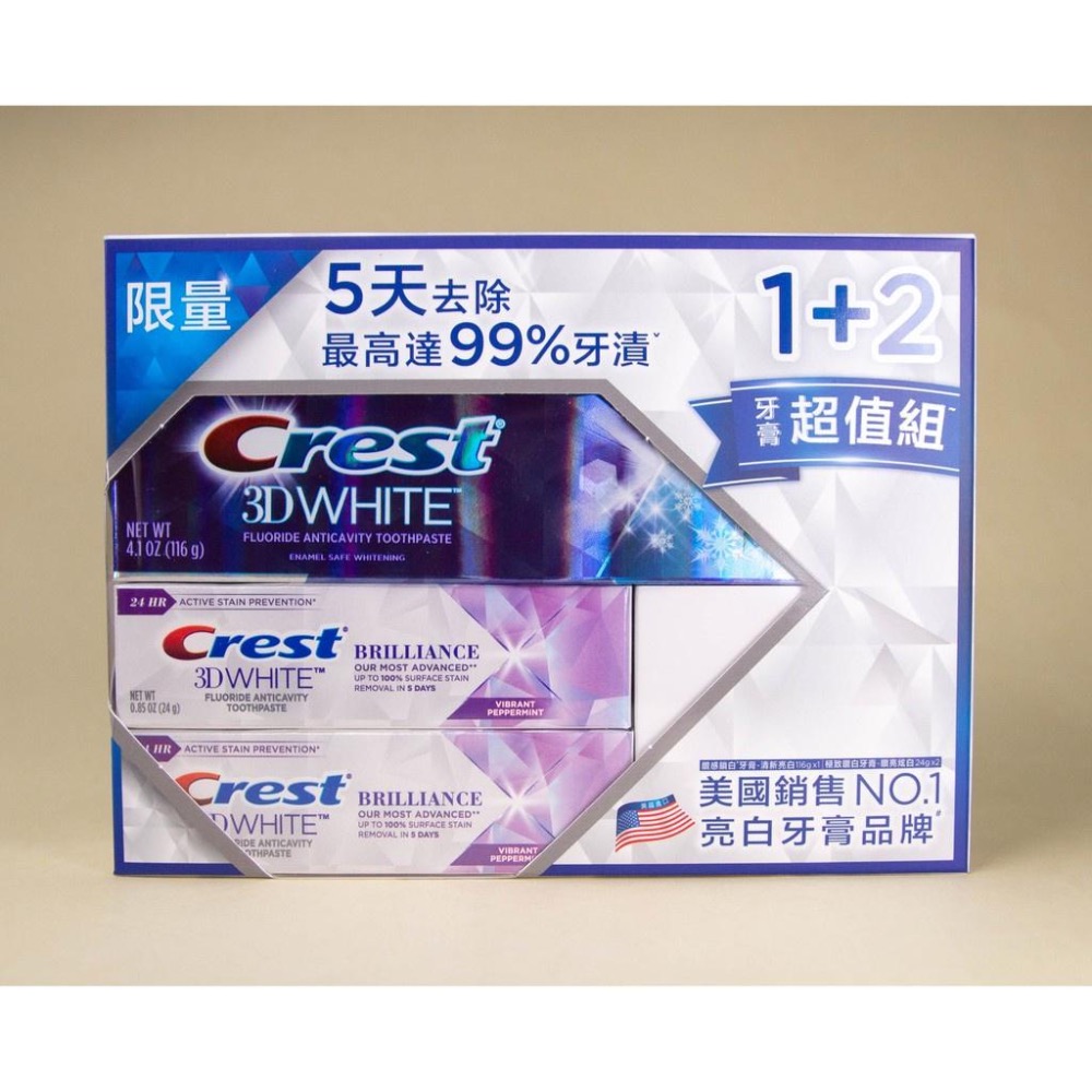 《現貨 開發票》台灣公司貨 crest 牙膏超值組 清新亮白 冰山鑽白 白桃 清柚白茶-細節圖6