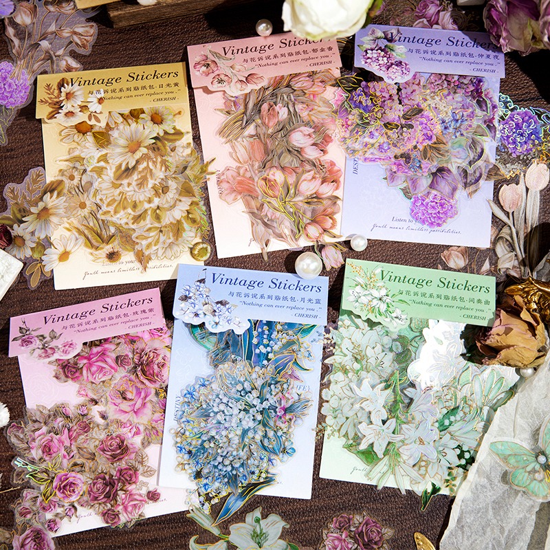BON BON BONNIE🐰手帳素材  與花訴說系列 花卉植物PET貼紙 BL0366-細節圖3