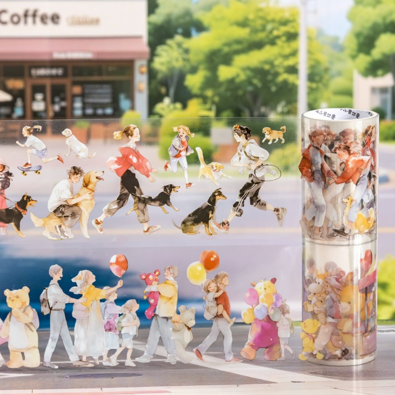 BON BON BONNIE🐰手帳素材 番茄醬少女 人來人往系列 生活人物寵物造景PET膠帶-細節圖6