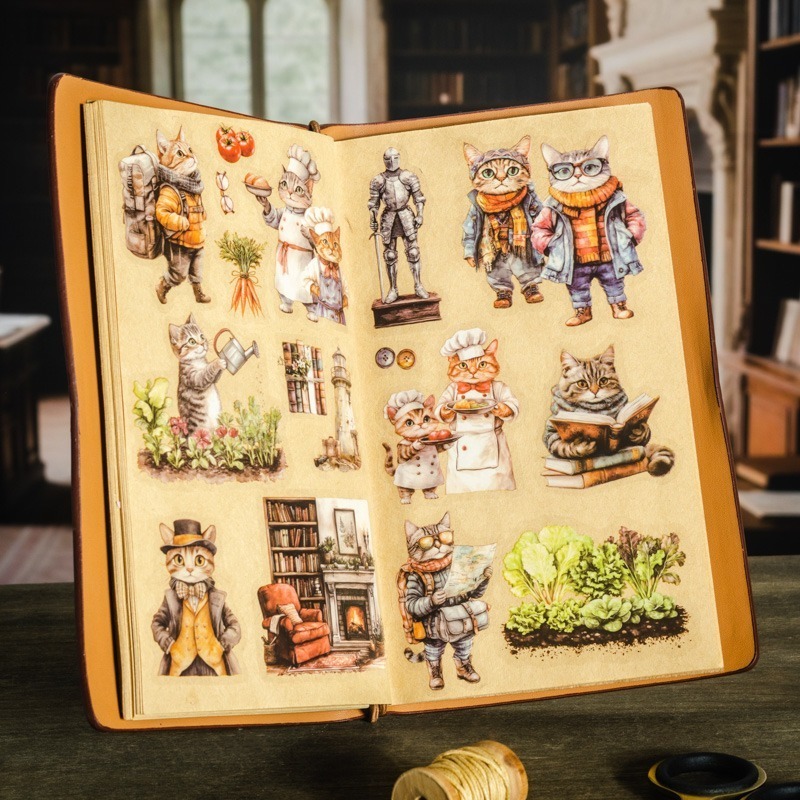 BON BON BONNIE🐰手帳素材 番茄醬少女 湯姆的百變生活系列 貓咪百變造型PET膠帶-細節圖3