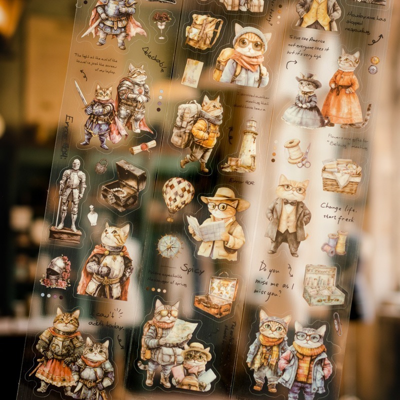 BON BON BONNIE🐰手帳素材 番茄醬少女 湯姆的百變生活系列 貓咪百變造型PET膠帶-細節圖5