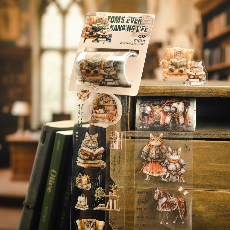 BON BON BONNIE🐰手帳素材 番茄醬少女 湯姆的百變生活系列 貓咪百變造型PET膠帶-細節圖6