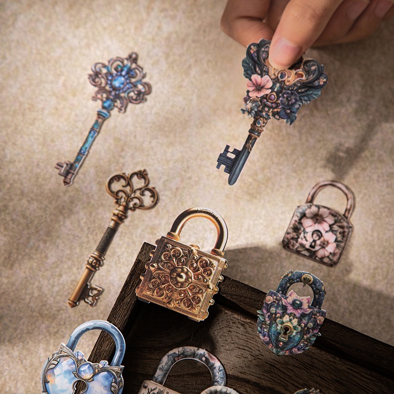 BON BON BONNIE🐰美好的一天 遺落的鑰匙系列 復古鑰匙硬卡貼紙-細節圖2