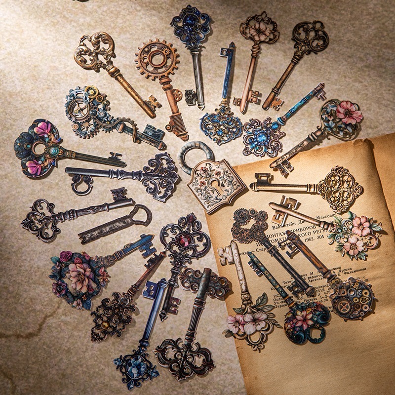 BON BON BONNIE🐰美好的一天 遺落的鑰匙系列 復古鑰匙硬卡貼紙-細節圖4