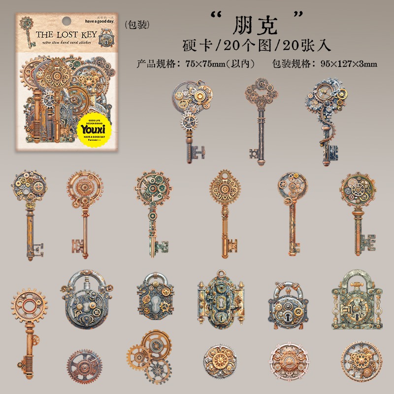 BON BON BONNIE🐰美好的一天 遺落的鑰匙系列 復古鑰匙硬卡貼紙-規格圖9