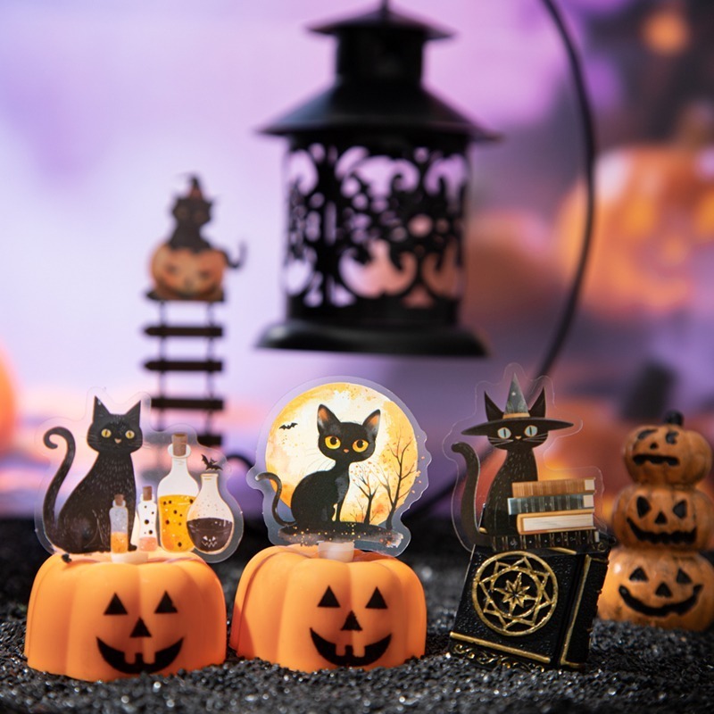 BON BON BONNIE🐰美好的一天 黑利亞小日記系列 貓咪黑貓神秘魔法萬聖節pet貼紙包-細節圖3