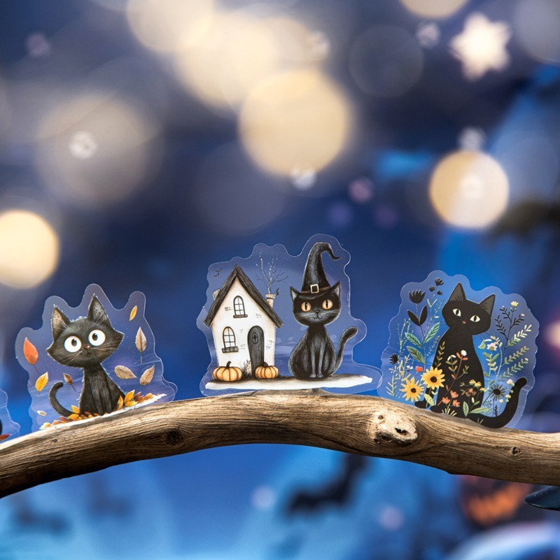 BON BON BONNIE🐰美好的一天 黑利亞小日記系列 貓咪黑貓神秘魔法萬聖節pet貼紙包-細節圖6