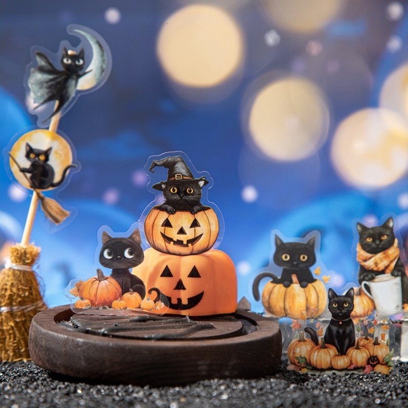 BON BON BONNIE🐰美好的一天 黑利亞小日記系列 貓咪黑貓神秘魔法萬聖節pet貼紙包-細節圖7