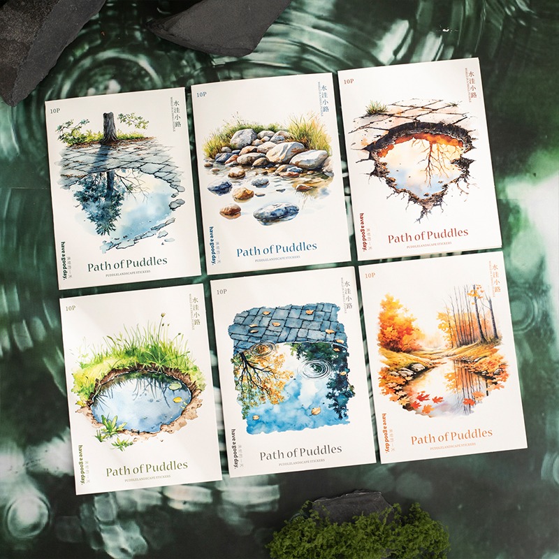 BON BON BONNIE🐰美好的一天 水窪小路系列 水坑倒影造景風景PET貼紙-細節圖9