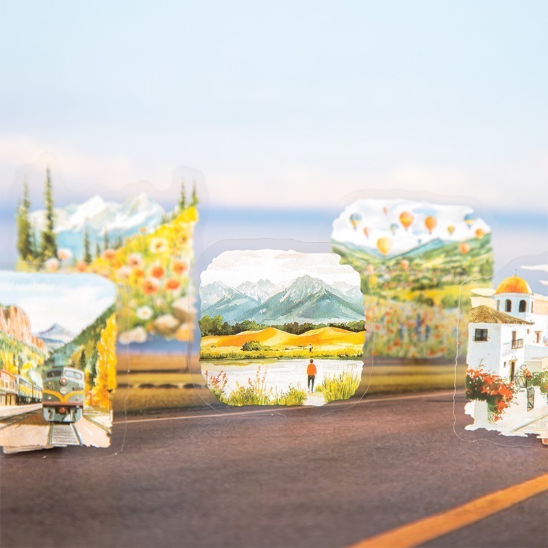 BON BON BONNIE🐰美好的一天 慢鏡頭街景系列 風景旅遊造景PET貼紙包-細節圖3