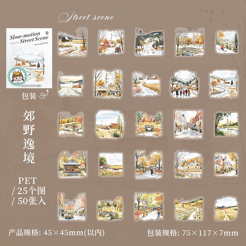 BON BON BONNIE🐰美好的一天 慢鏡頭街景系列 風景旅遊造景PET貼紙包-規格圖9