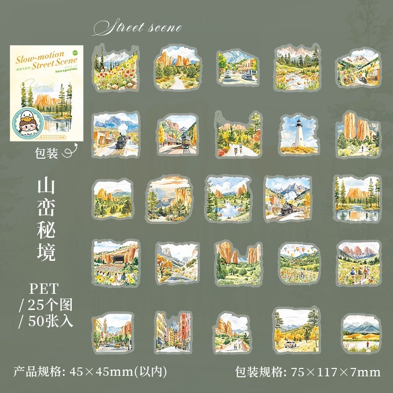 BON BON BONNIE🐰美好的一天 慢鏡頭街景系列 風景旅遊造景PET貼紙包-規格圖9