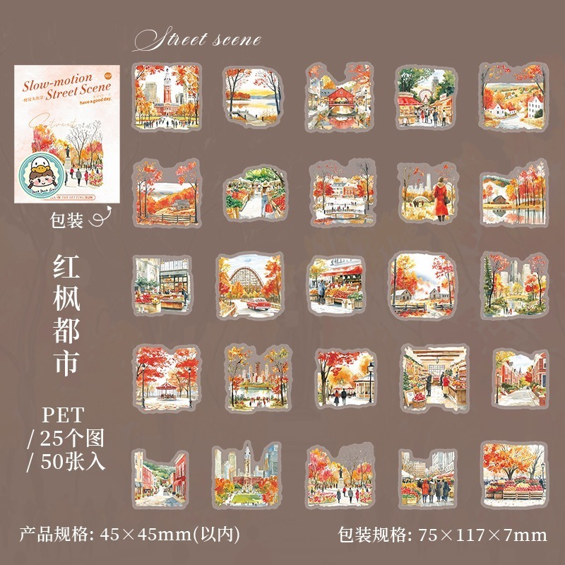 BON BON BONNIE🐰美好的一天 慢鏡頭街景系列 風景旅遊造景PET貼紙包-規格圖9