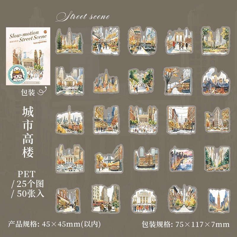 BON BON BONNIE🐰美好的一天 慢鏡頭街景系列 風景旅遊造景PET貼紙包-規格圖9