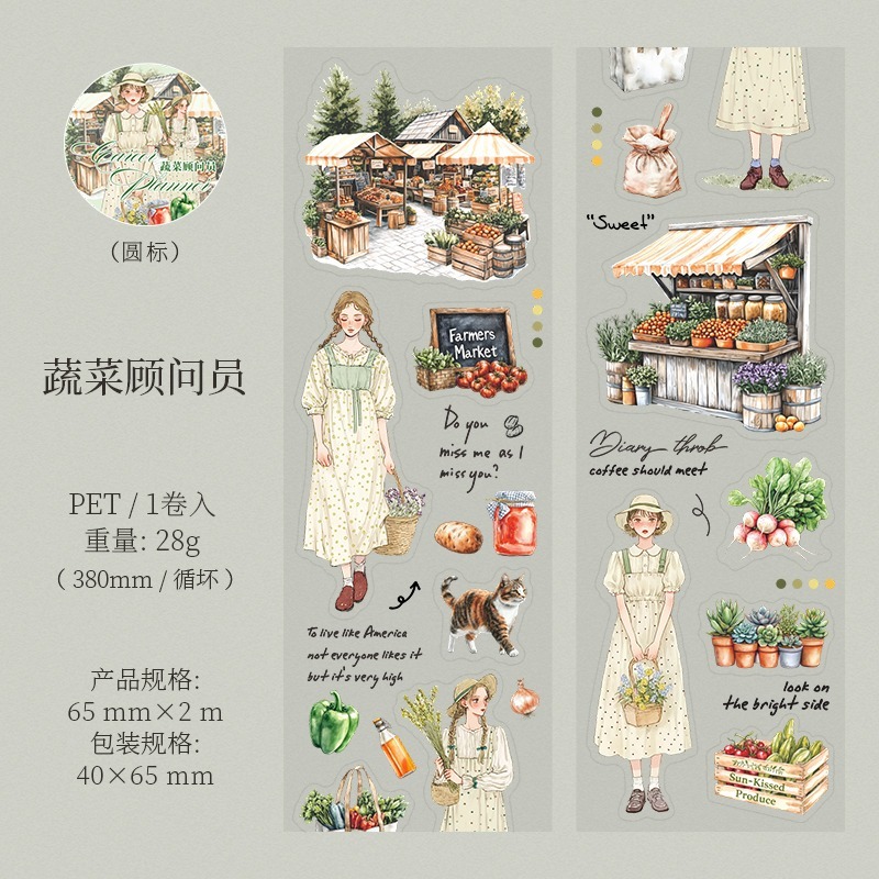 BON BON BONNIE🐰番茄醬少女 人生規劃師系列 職業場景造景PET膠帶-規格圖7