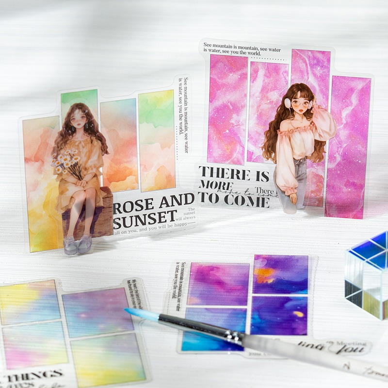 BON BON BONNIE🐰番茄醬少女 安妮的斑斕心情系列 人物水彩暈染分鏡PET貼紙-細節圖2