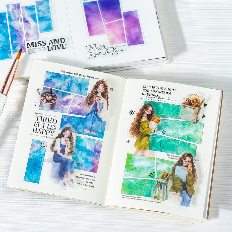 BON BON BONNIE🐰番茄醬少女 安妮的斑斕心情系列 人物水彩暈染分鏡PET貼紙-細節圖5