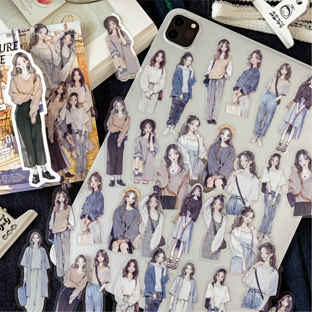 BON BON BONNIE🐰陌墨 今日穿搭系列 人物穿搭PET貼紙包-細節圖2