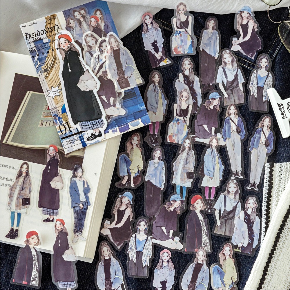 BON BON BONNIE🐰陌墨 今日穿搭系列 人物穿搭PET貼紙包-細節圖8