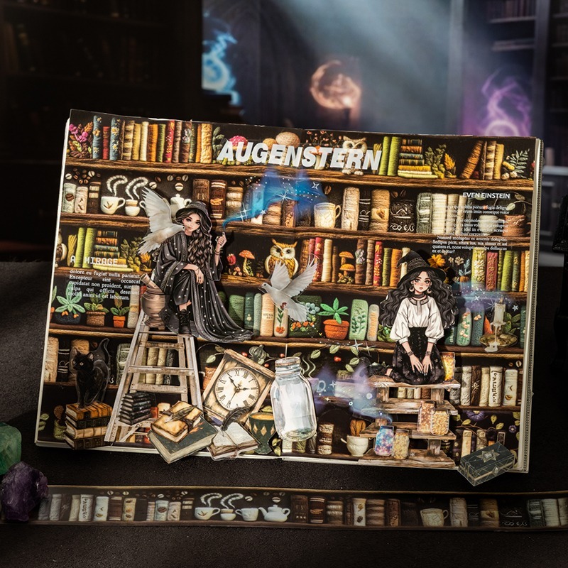 BON BONNIE🐰手帳素材 番茄醬少女 魔法師的書櫃系列 暗黑魔法書籍PET膠帶-細節圖5