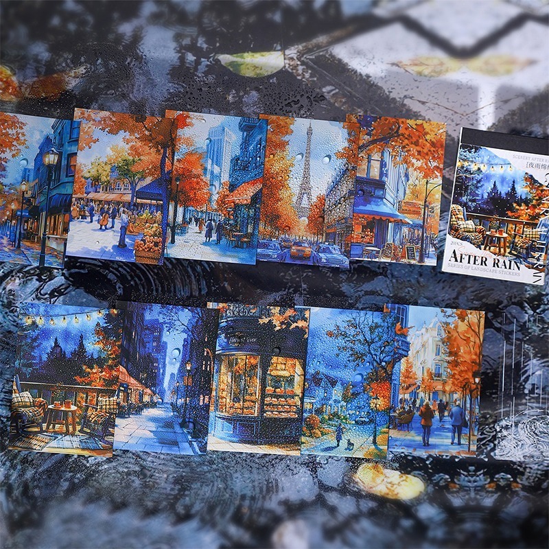 BONBONBONNIE🐰番茄醬少女貼紙本 雨後系列 下雨主題造景手賬高顏值素材裝飾 6款-細節圖3