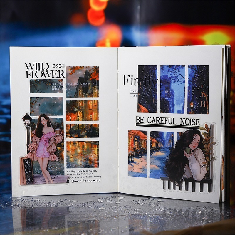 BONBONBONNIE🐰番茄醬少女貼紙本 雨後系列 下雨主題造景手賬高顏值素材裝飾 6款-細節圖5