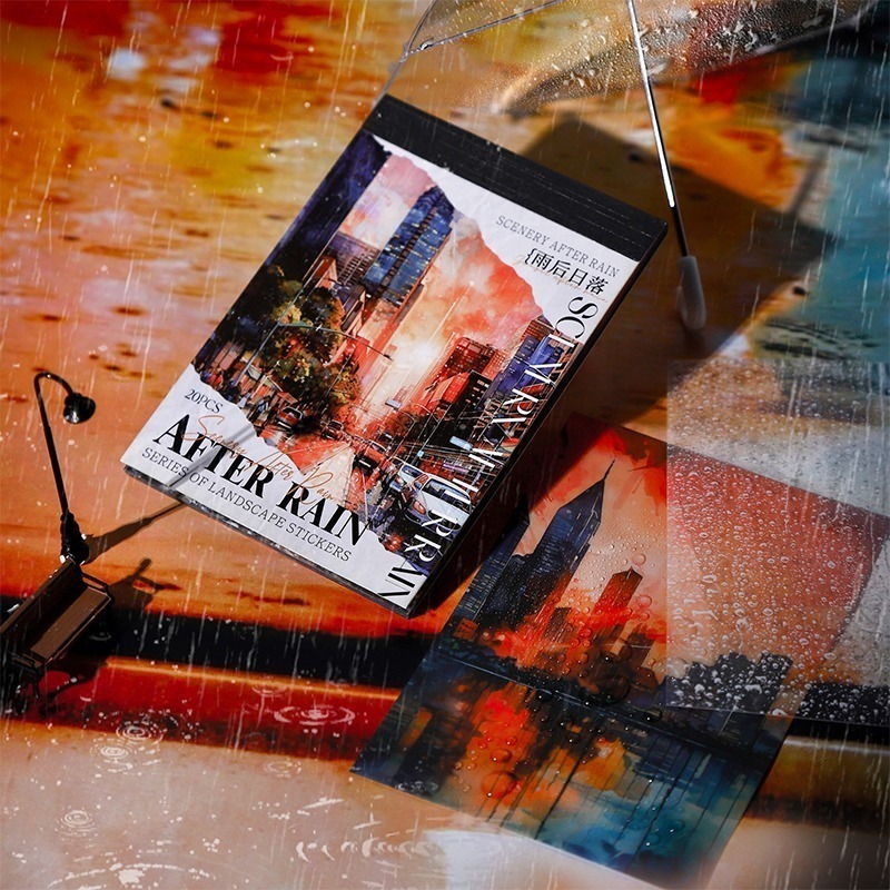 BONBONBONNIE🐰番茄醬少女貼紙本 雨後系列 下雨主題造景手賬高顏值素材裝飾 6款-細節圖6