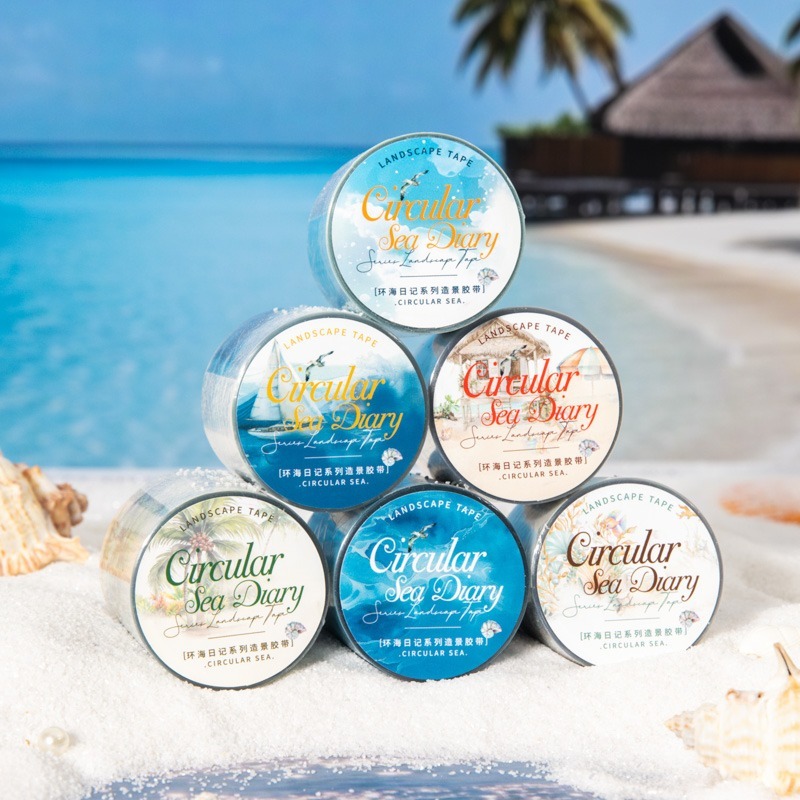 BONBONBONNIE🐰番茄醬少女 環海日記系列 夏日海邊造景膠帶-細節圖6