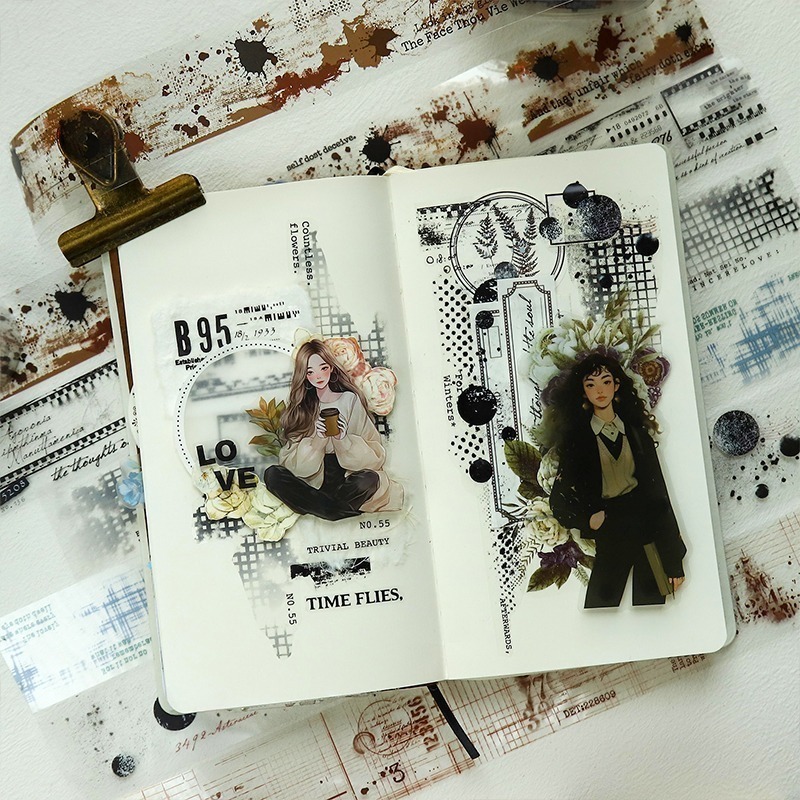 BONBONBONNIE🐰番茄醬少女 繪跡系列 斑駁拼貼PET膠帶-細節圖5