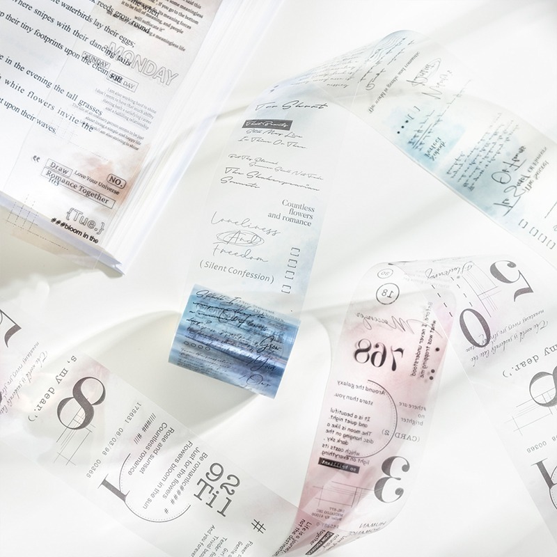 BONBONBONNIE🐰番茄醬少女 語絮漸染系列 暈染文字數字打底PET膠帶-細節圖2