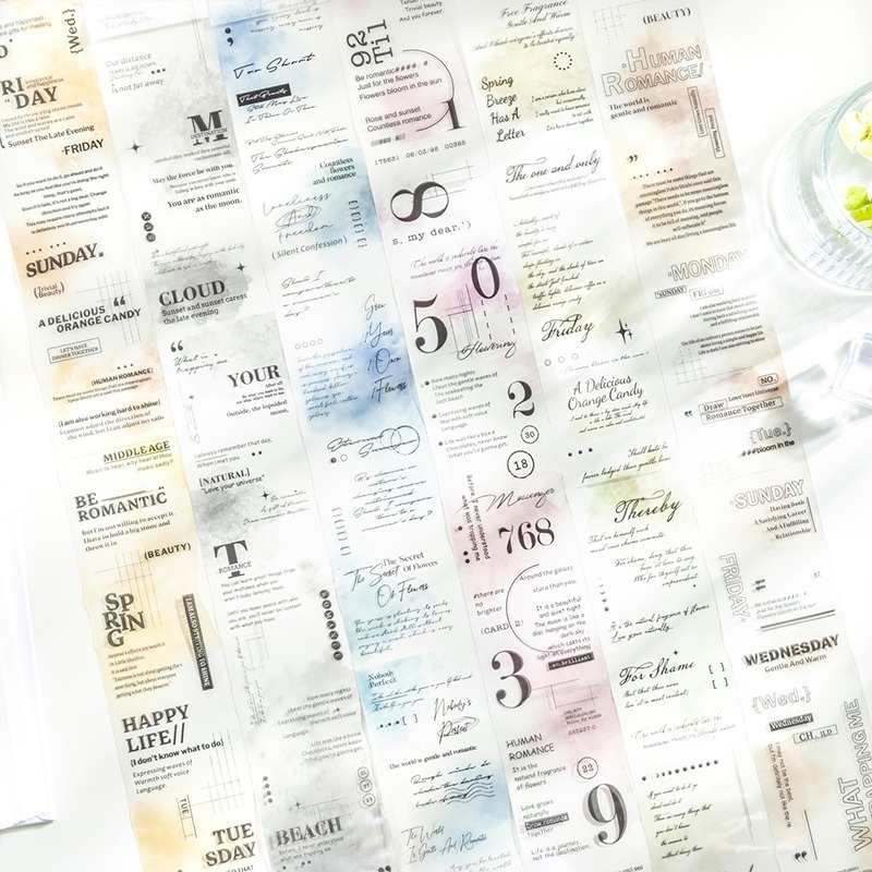 BONBONBONNIE🐰番茄醬少女 語絮漸染系列 暈染文字數字打底PET膠帶-細節圖6