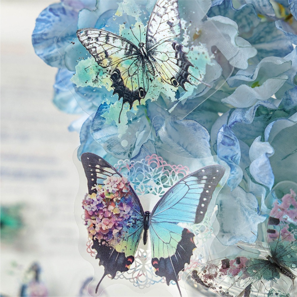 BONBONBONNIE🐰陌墨 彩墨蝴蝶圖鑑系列 蝴蝶PET貼紙-細節圖9