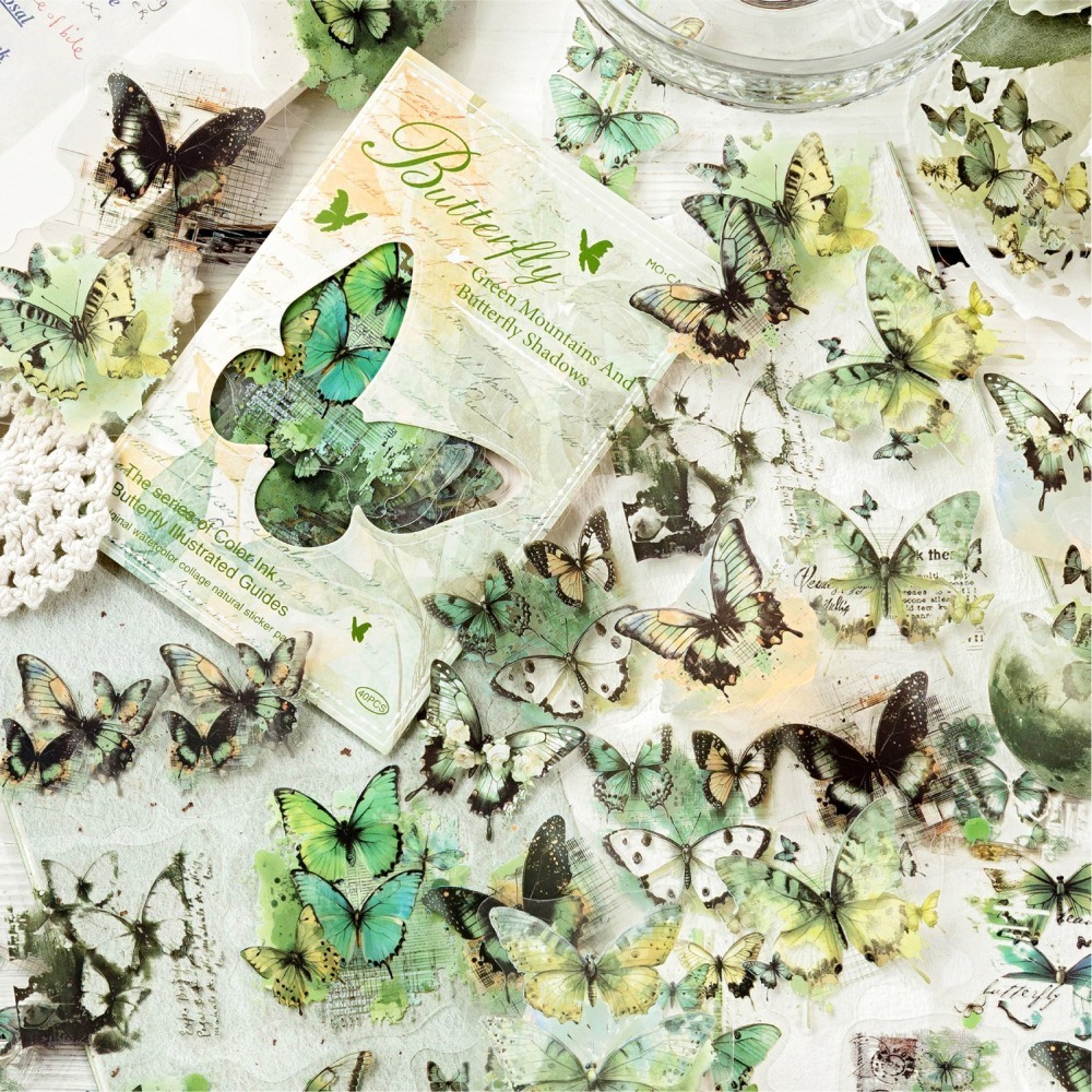 BONBONBONNIE🐰陌墨 彩墨蝴蝶圖鑑系列 蝴蝶PET貼紙-細節圖6