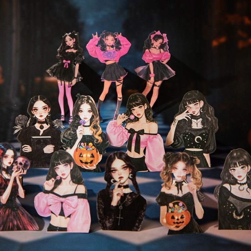 BON BON BONNIE🐰美好的一天 露娜派對系列 歌德女孩萬聖節派對貼紙包-細節圖2