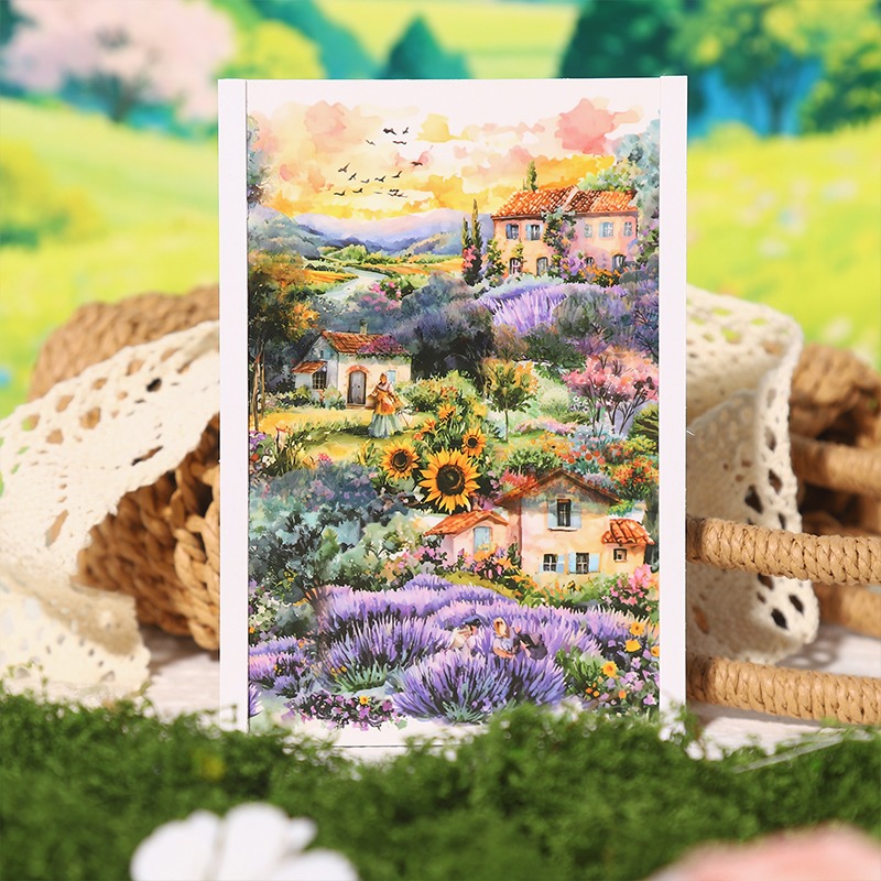 BON BON BONNIE🐰番茄醬少女 小鎮漫野系列 手繪歐風山林風景PET膠帶-細節圖9