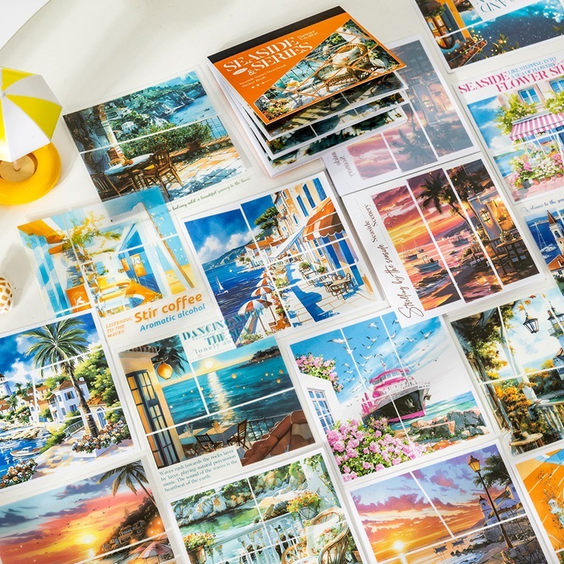 BON BON BONNIE🐰番茄醬少女 海邊系列 風景場景素材和紙 PET分鏡貼紙本-細節圖2