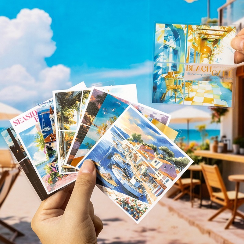 BON BON BONNIE🐰番茄醬少女 海邊系列 風景場景素材和紙 PET分鏡貼紙本-細節圖6