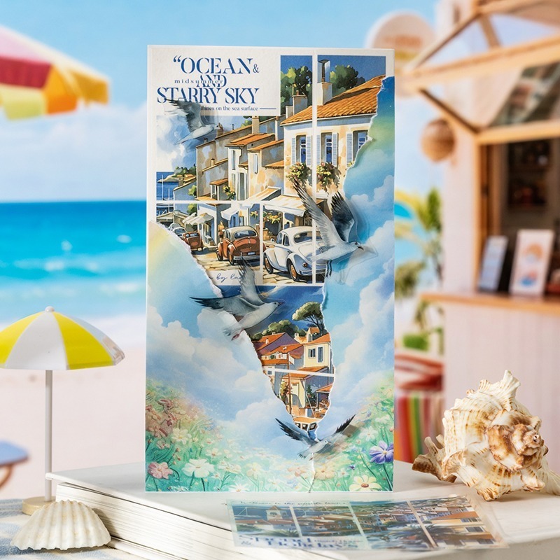 BON BON BONNIE🐰番茄醬少女 海邊系列 風景場景素材和紙 PET分鏡貼紙本-細節圖8