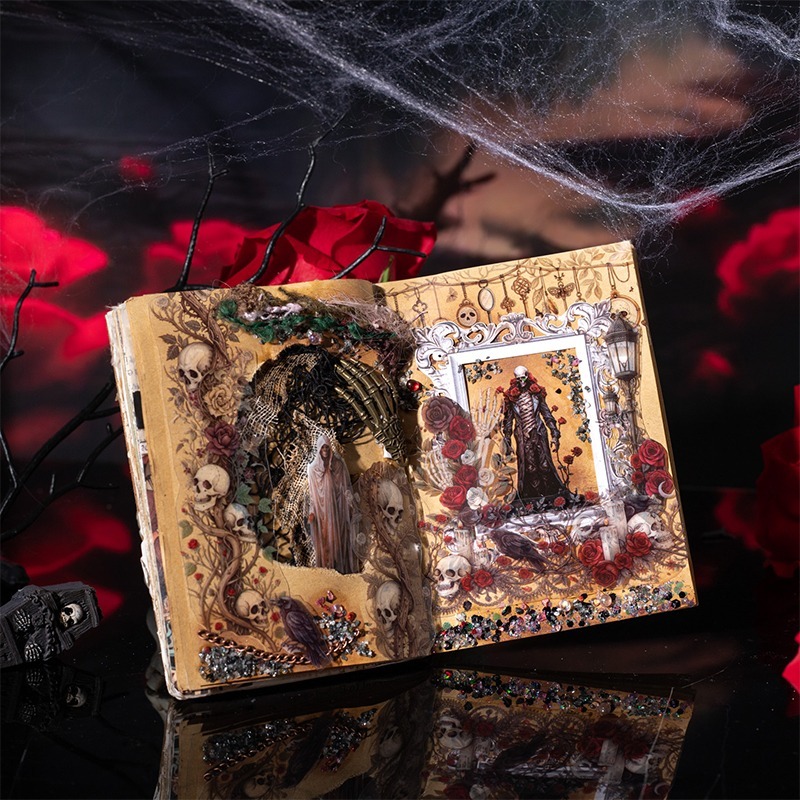 BON BON BONNIE🐰美好的一天 暗夜薔薇系列 暗黑魔法骷髏花卉PET膠帶-細節圖5