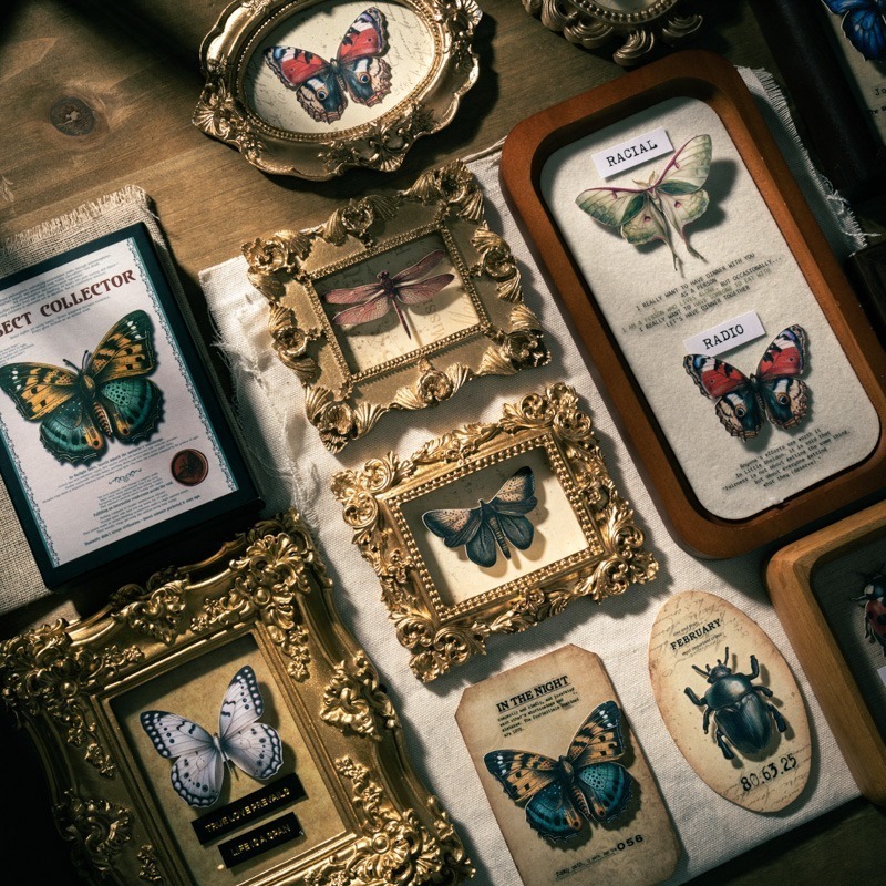 BONBONBONNIE🐰番茄醬少女 昆蟲收藏家系列 大分量復古昆蟲蝴蝶貼紙-細節圖3