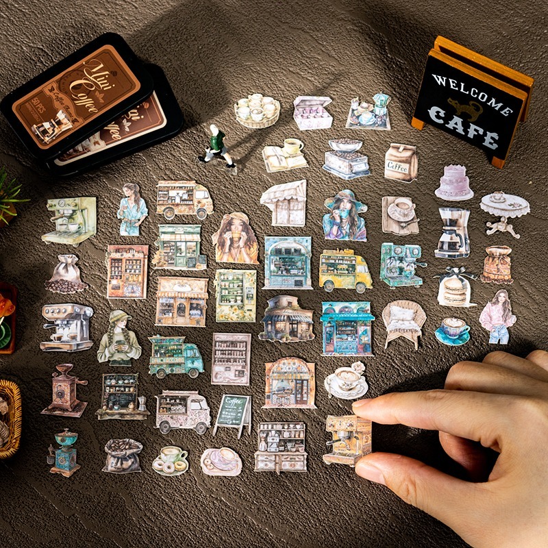 BONBONBONNIE🐰番茄醬少女 迷你咖啡系列 微縮場景盒裝貼紙-細節圖9