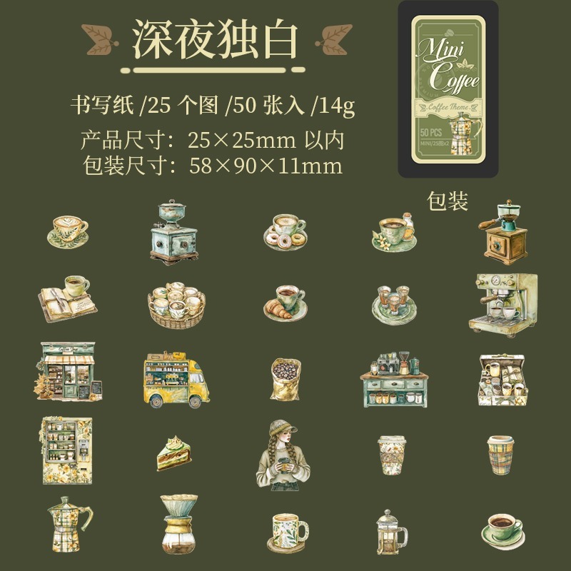 BONBONBONNIE🐰番茄醬少女 迷你咖啡系列 微縮場景盒裝貼紙-規格圖9