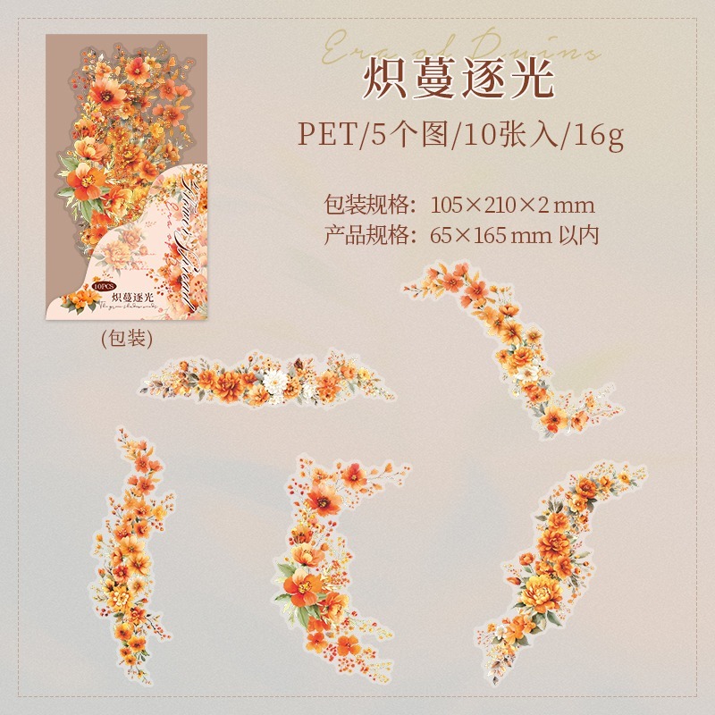 BONBONBONNIE🐰番茄醬少女 花境漫延系列 水彩花卉PET貼紙-規格圖9