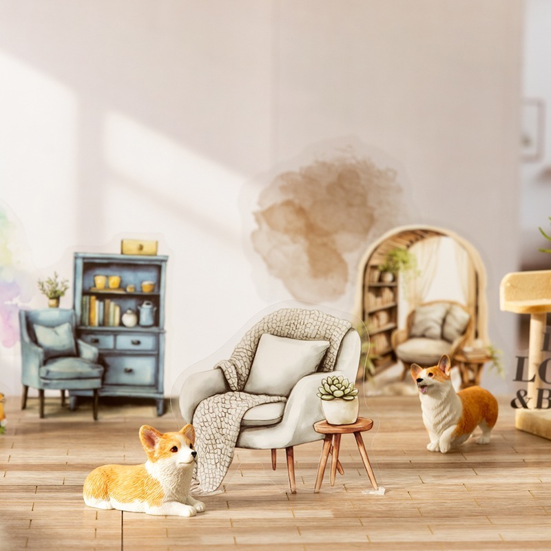 BONBONBONNIE🐰番茄醬少女 斑斕角落系列 水彩暈染居家造景PET貼紙包-細節圖3