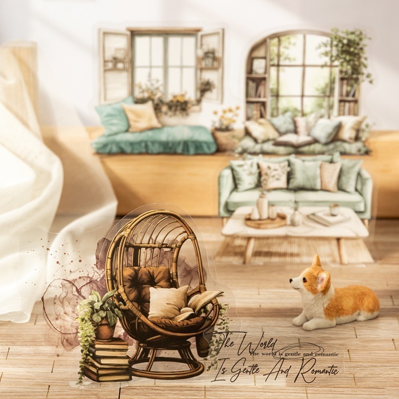 BONBONBONNIE🐰番茄醬少女 斑斕角落系列 水彩暈染居家造景PET貼紙包-細節圖7